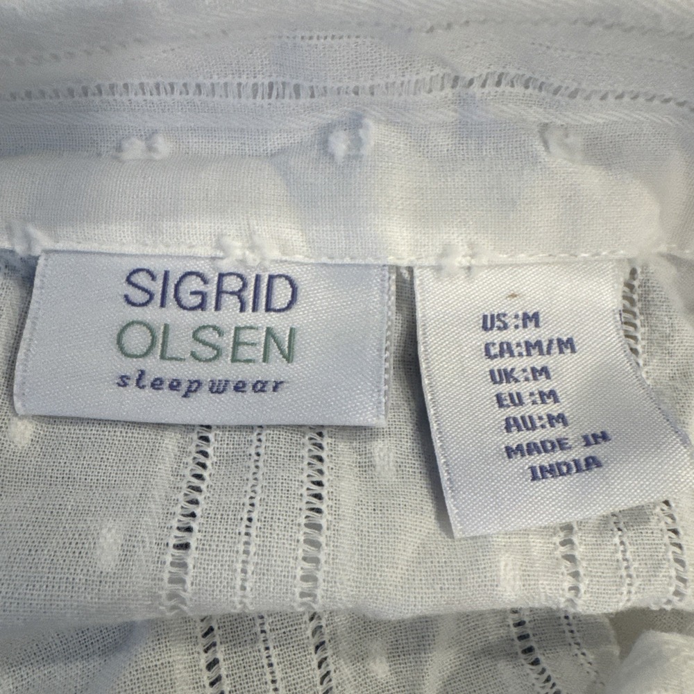 NWT SIGRID OLSEN 2 PC PAJAMA SET TOP & CROP PANTS WHITE Size Med Beachy - Picture 6 of 6